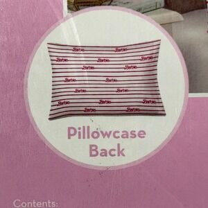 Barbie Satin Pillowcase Standard Size Pink White Logo Striped Mattel New